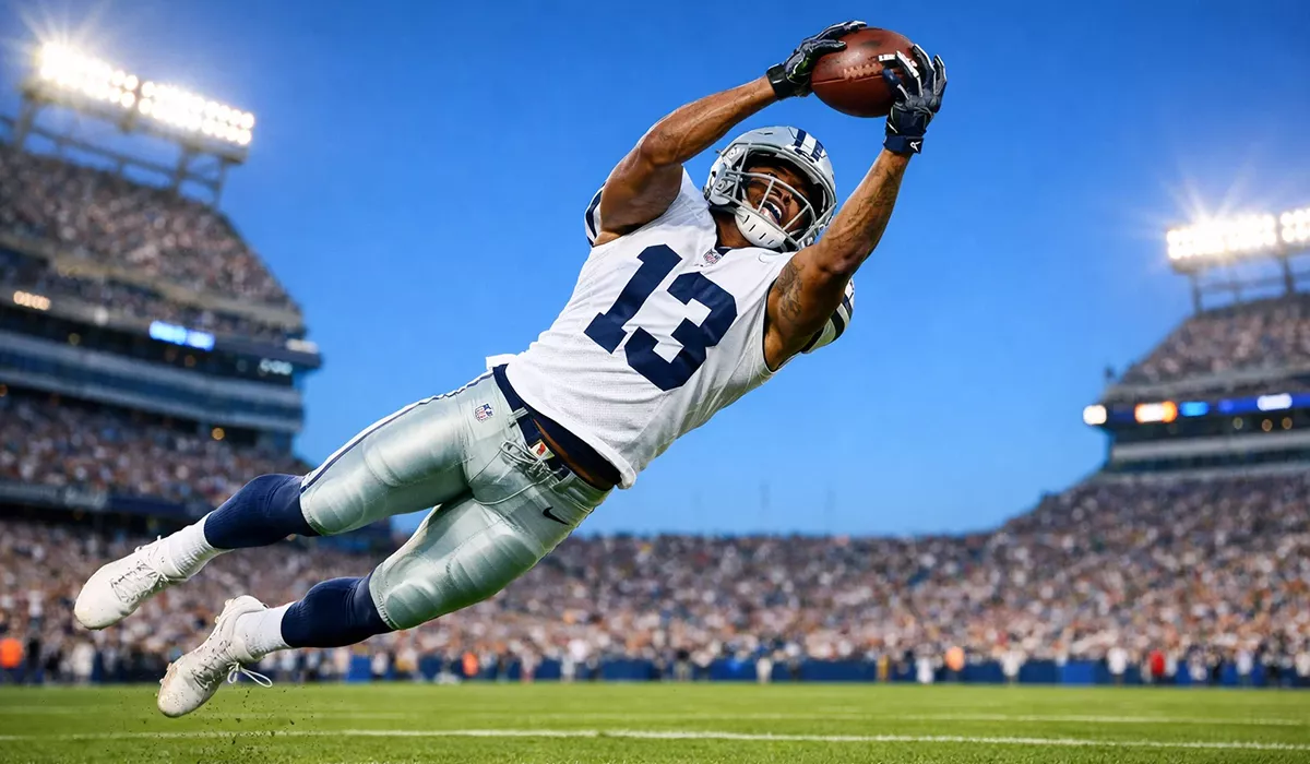 NFL wide receiver making catch in professional football game